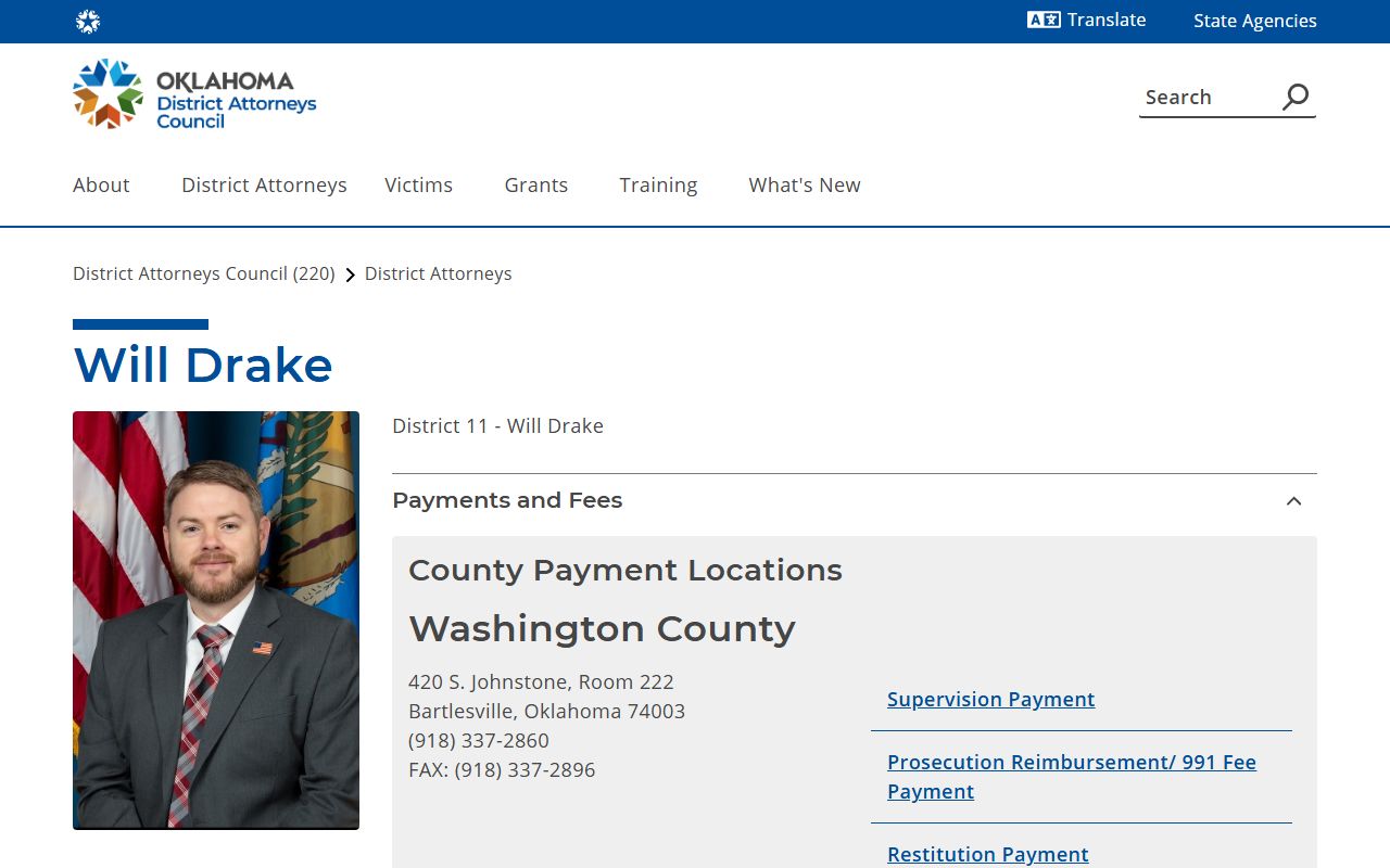 District 11 District Attorney page for Nowata County contact information